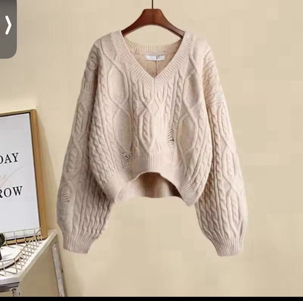 Twist Knitted Popular Sweater Fashionable Winter Warm Pullover Cropped For Women